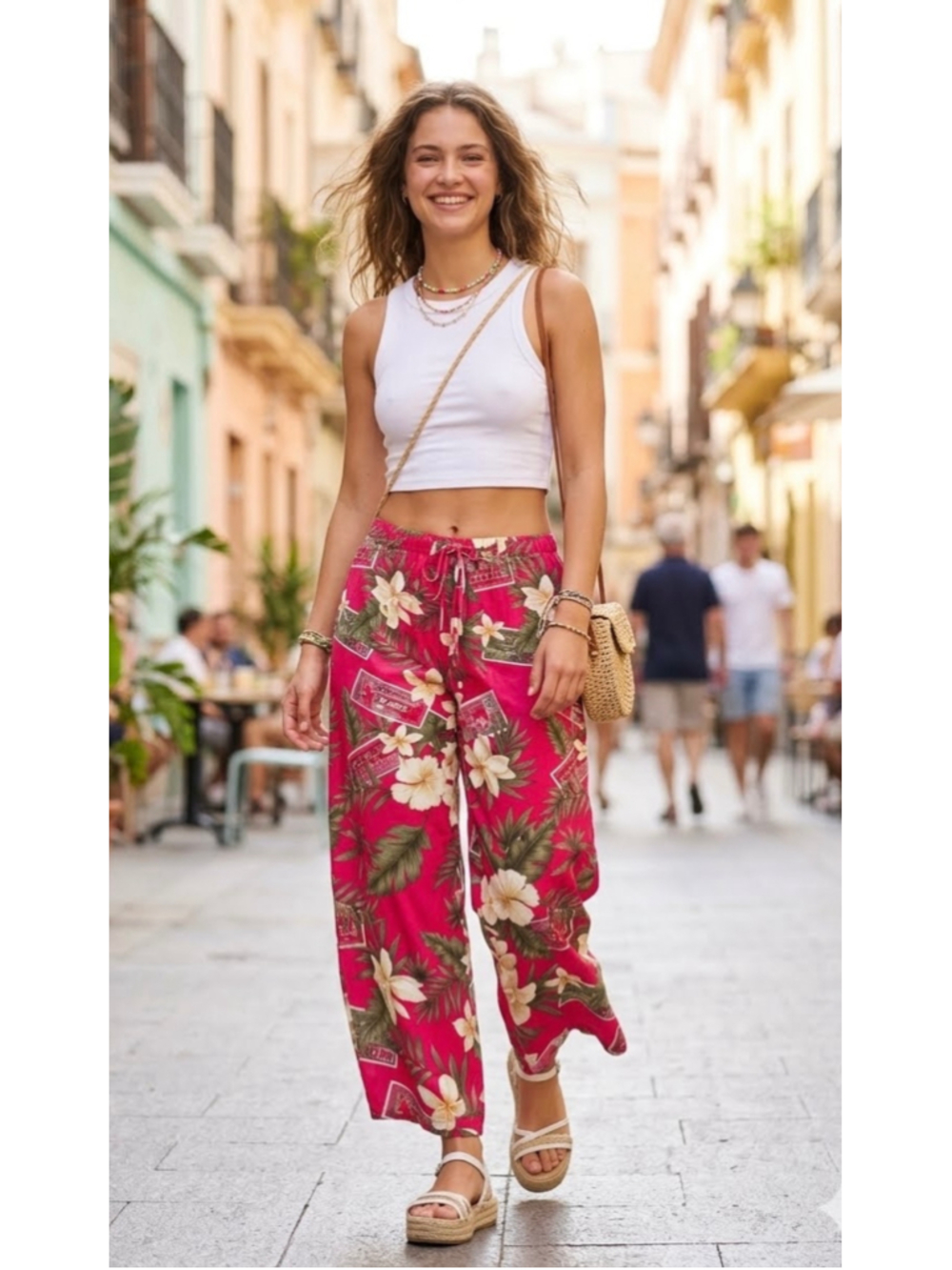 Island Traders wide legs Crop Capri pants size L